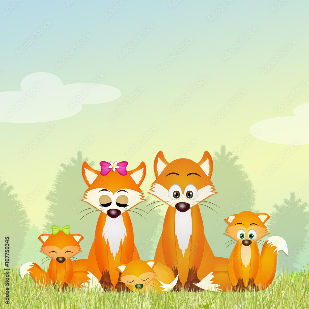 family of red fox