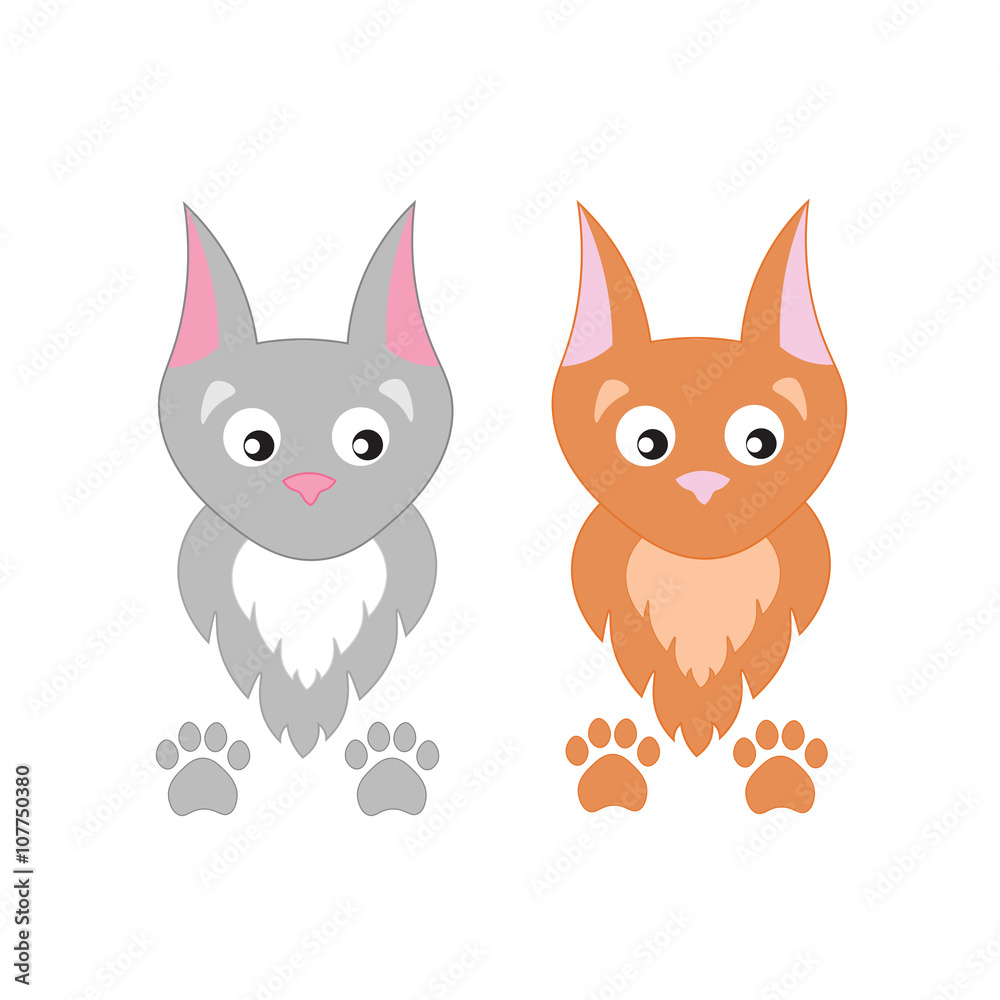 Cute cartoon vector cats. Fluffy kittens and paw prints. Cute cartoon vector cats. Fluffy kittens and paw prints.