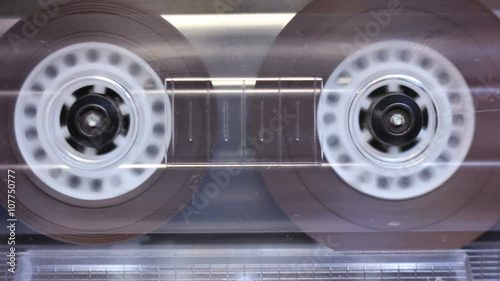 Rotating Reels of Cassette in Player photo