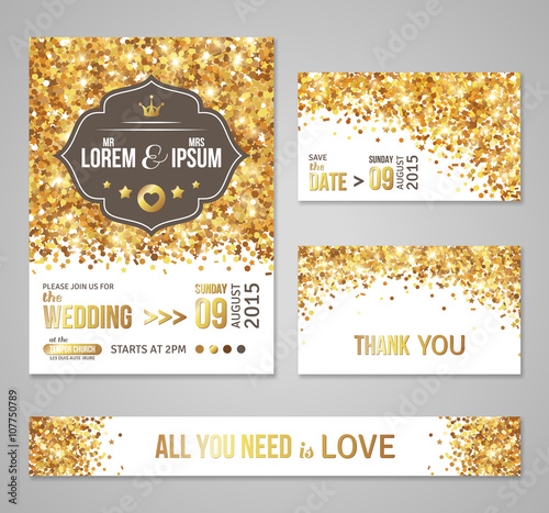 Set of wedding invitation cards design