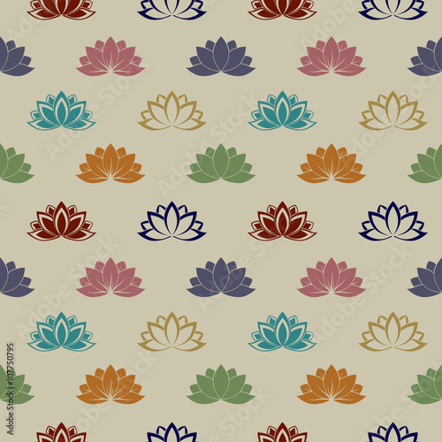 seamless pattern with lotus flowers vector background