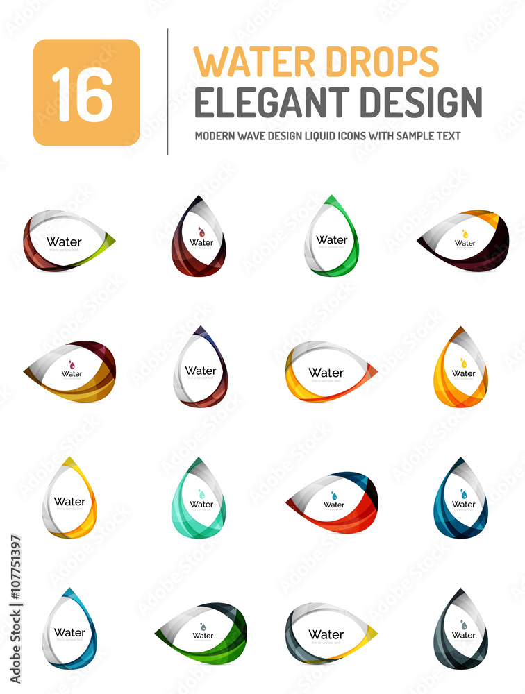 Vector water elegant symbol set