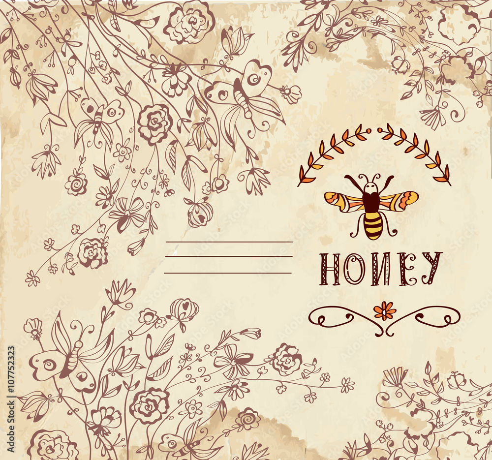 Honey label or background for organic products