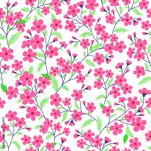 vector seamless hand drawn gentle naive floral pattern, fantasy wild flowers, colorful summer mood, romantic flower background allover print