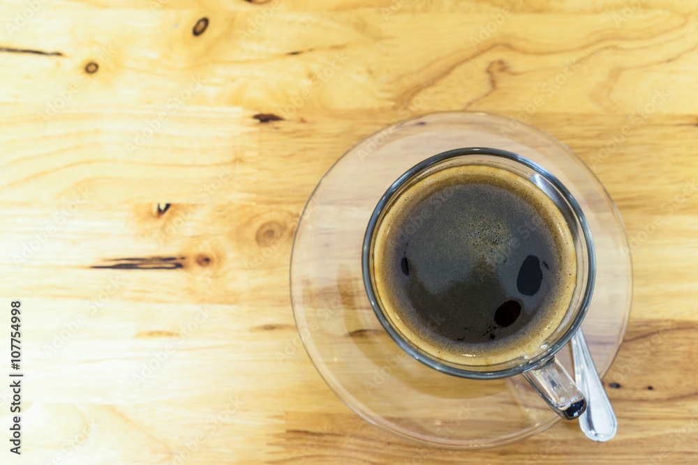 Fototapeta premium coffee cup on wooden table ,soft focus