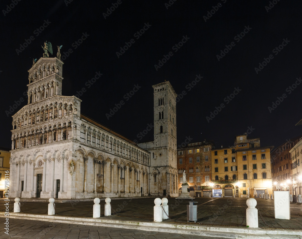 Lucca city night view.