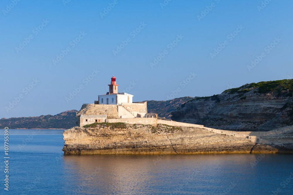 Madonetta lighthouse tower on coastal rock