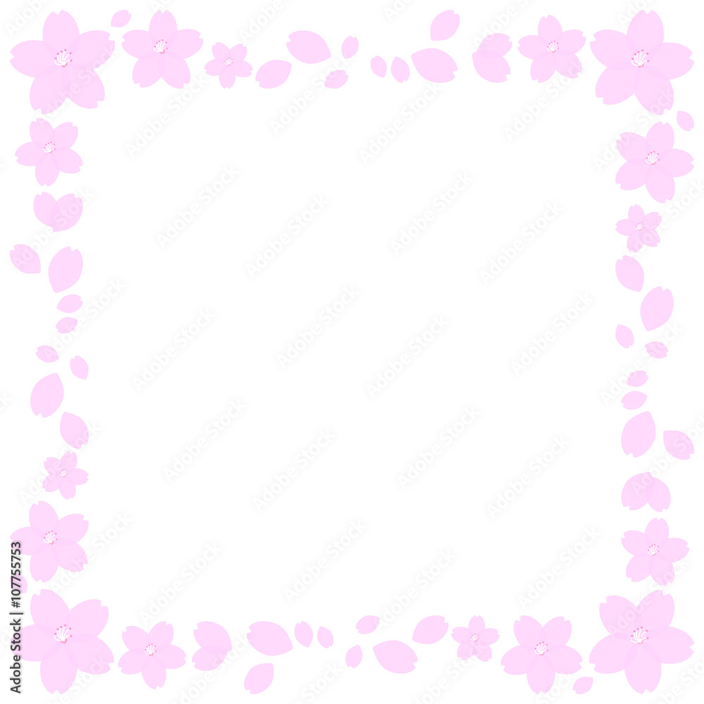 sakura (cherry blossom) frame, angle, vector