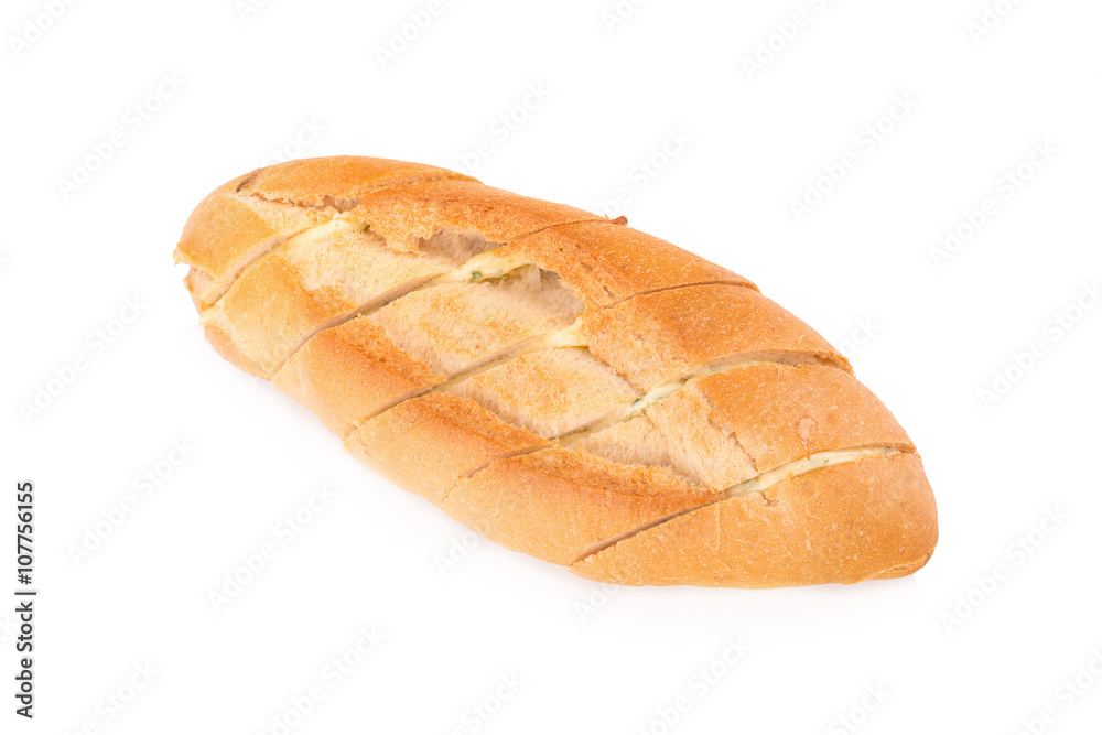 garlic bread against white background garlic bread against white background