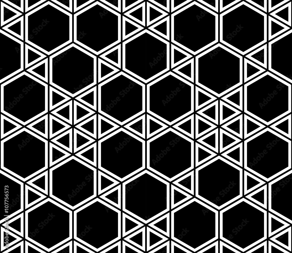 Vector modern seamless geometry pattern hexagon, black and white abstract geometric background, subtle pillow print, monochrome retro texture, hipster fashion design Vector modern seamless geometry pattern hexagon, black and white abstract geometric background, subtle pillow print, monochrome retro texture, hipster fashion design