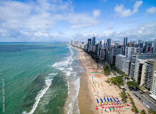 Bild auf Leinwand Aerial View of Boa Viagem Beach, Recife, Pernambuco, Brazil