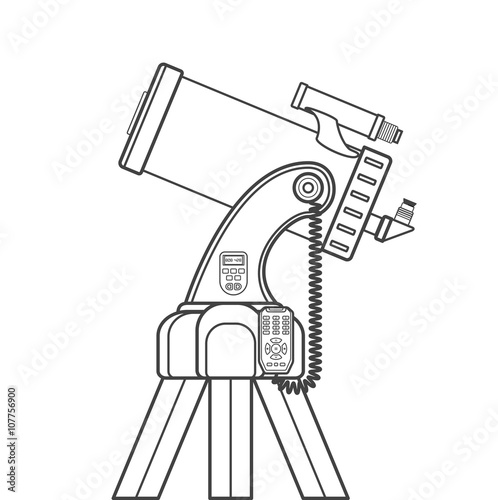 vector outline catadioptric telescope illustration.