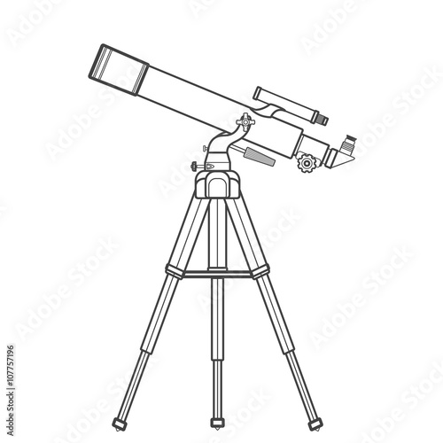vector outline refracting telescope illustration.