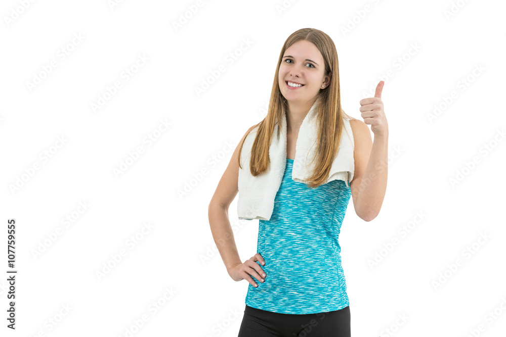 Young attractive sportswoman giving thumbs up Young attractive sportswoman giving thumbs up