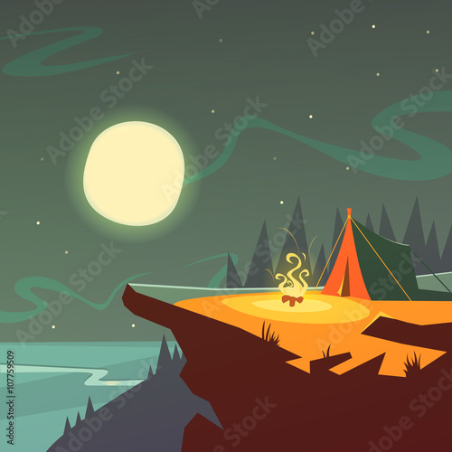 Hiking At Night Background 