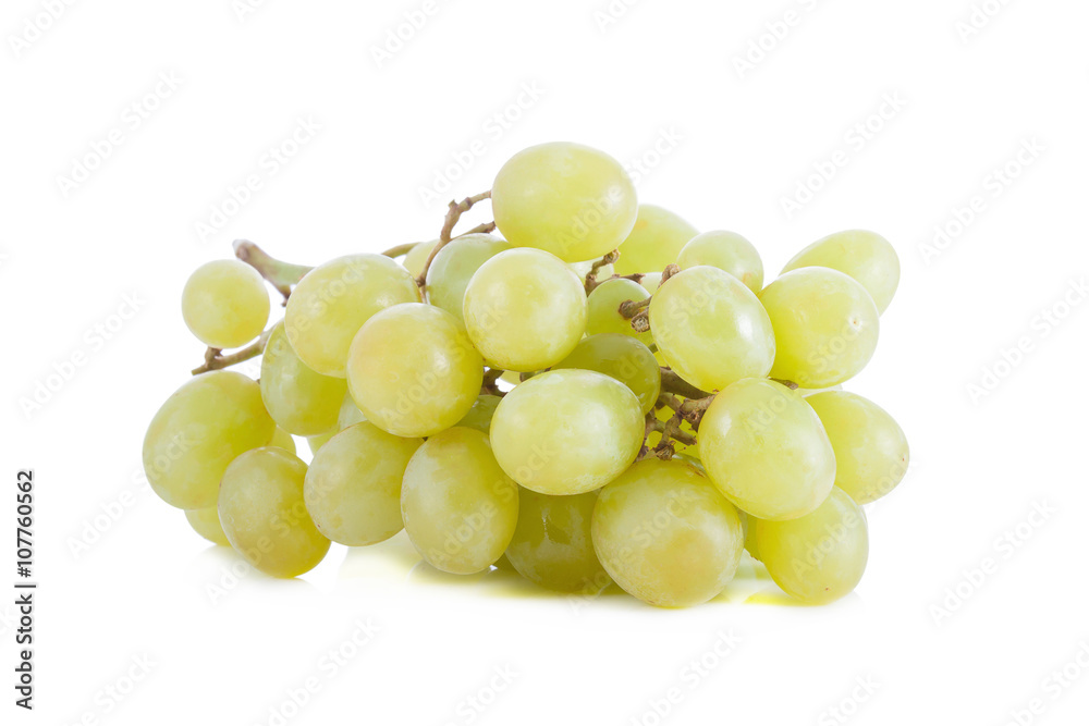 Fresh green grapes isolated on white background Fresh green grapes isolated on white background
