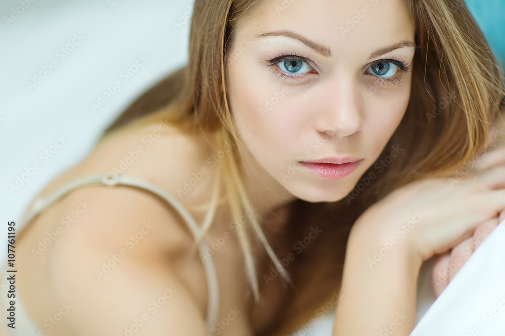 beautiful woman in a morning bed beautiful woman in a morning bed