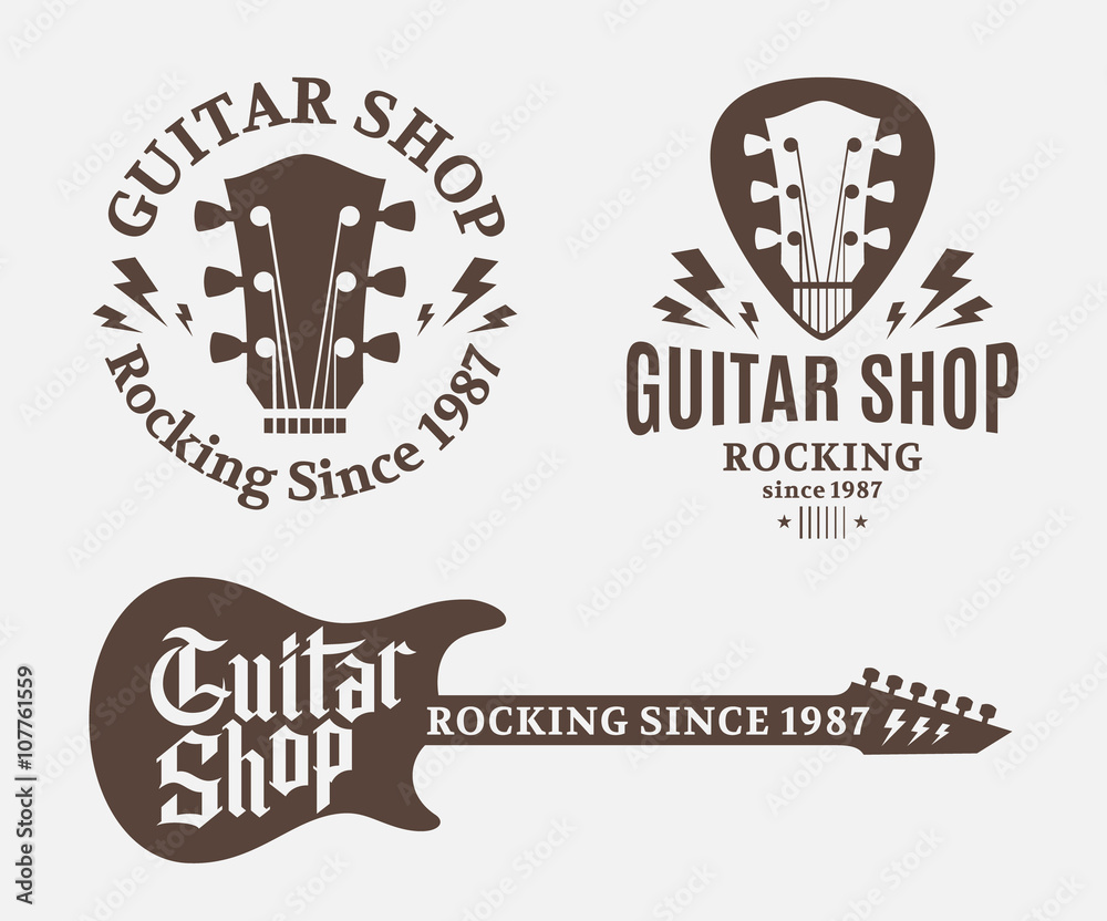 Fototapeta premium Set of Guitar Shop Logo