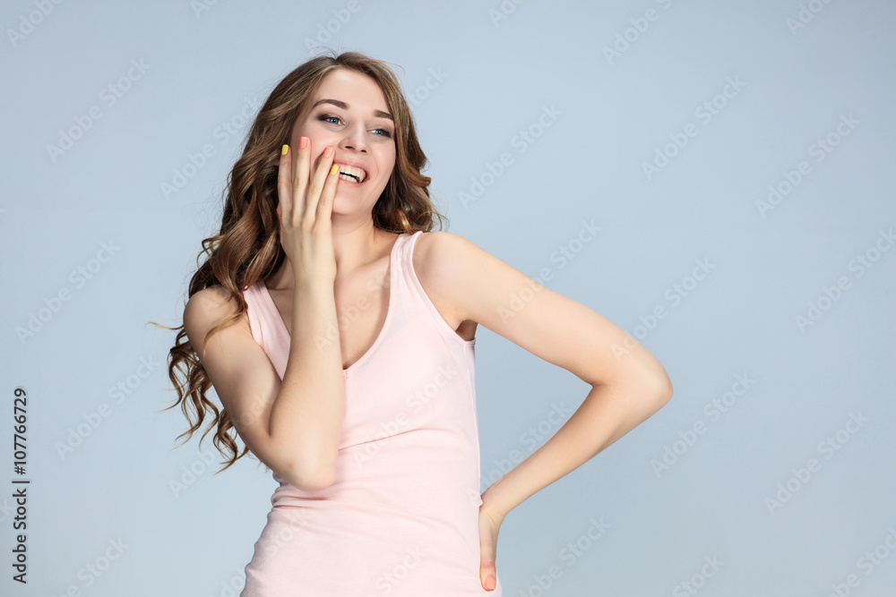 The young woman's portrait with happy emotions