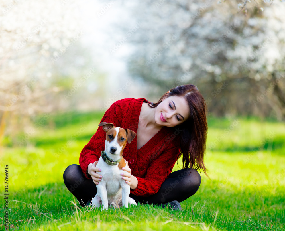portrait of young woman with dog portrait of young woman with dog