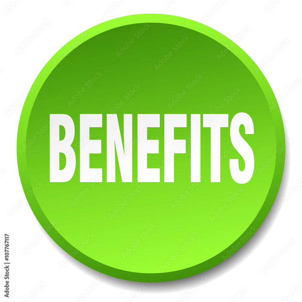 benefits green round flat isolated push button benefits green round flat isolated push button