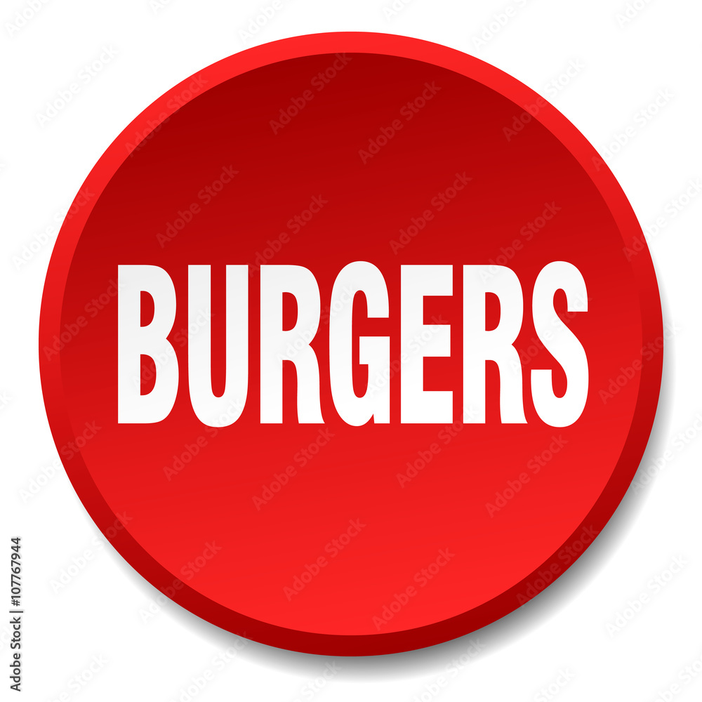 burgers red round flat isolated push button burgers red round flat isolated push button
