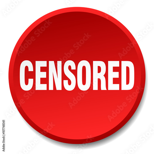 censored red round flat isolated push button