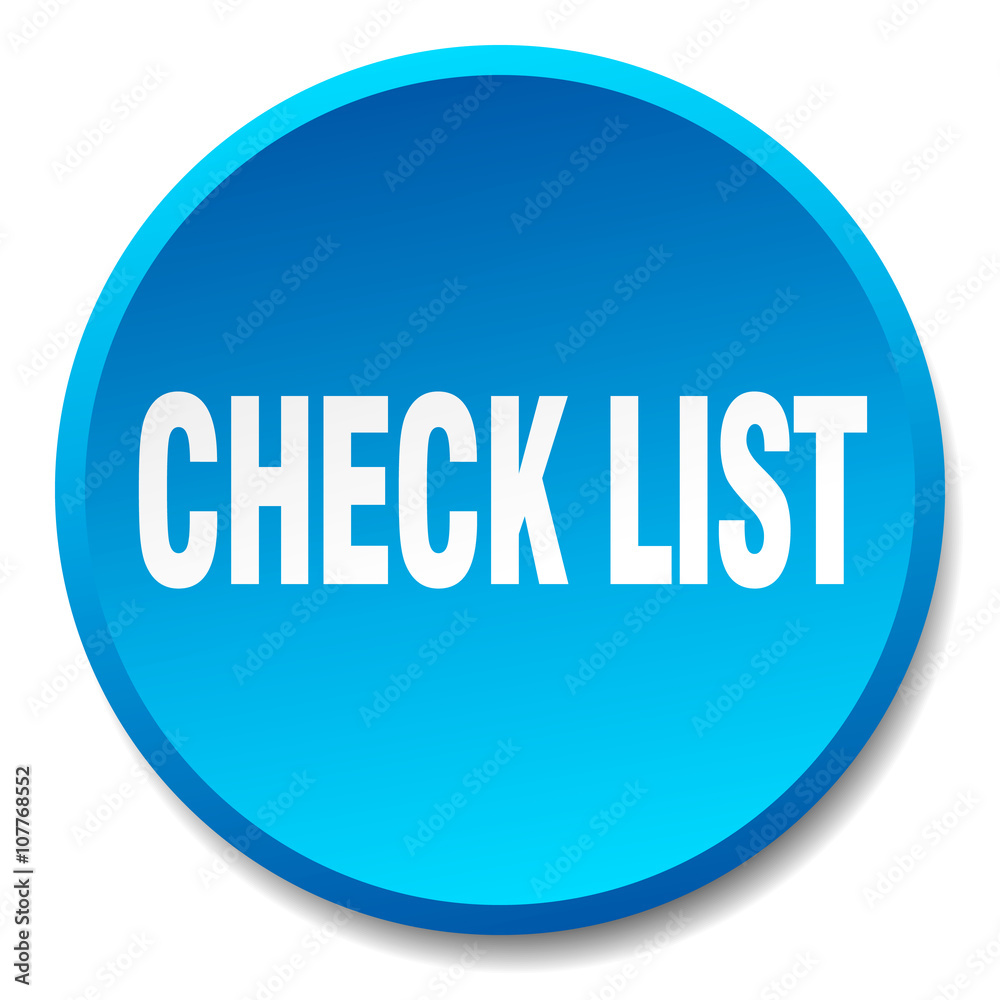 check list blue round flat isolated push button check list blue round flat isolated push button