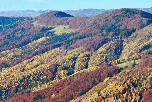 Autumn colored mountain slopes.