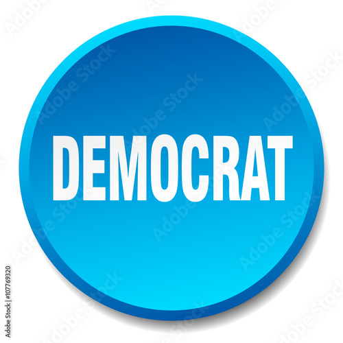 democrat blue round flat isolated push button
