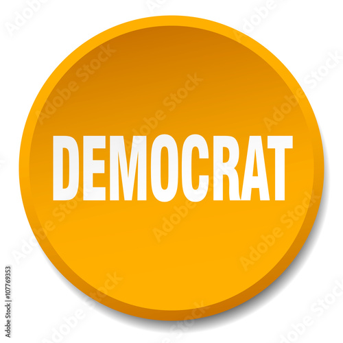 democrat orange round flat isolated push button