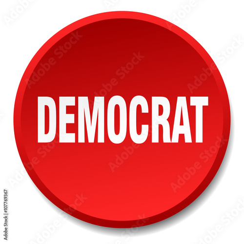 democrat red round flat isolated push button