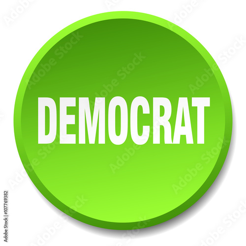 democrat green round flat isolated push button