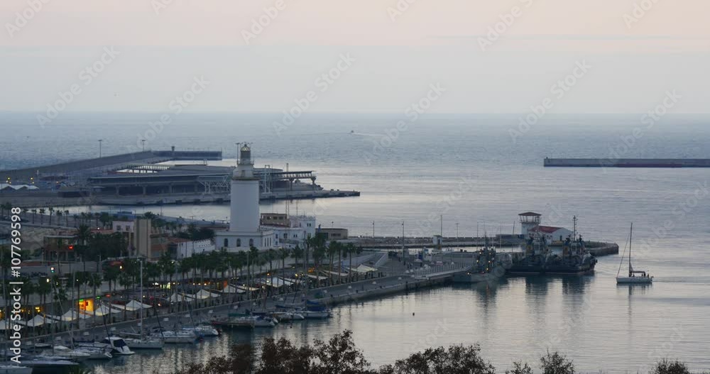 malaga sunset walking bay lighthouse 4k
