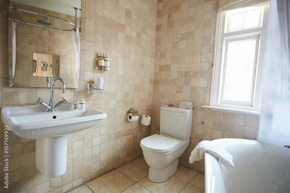 Interior Of Contemporary Bathroom With Tiled Walls Interior Of Contemporary Bathroom With Tiled Walls