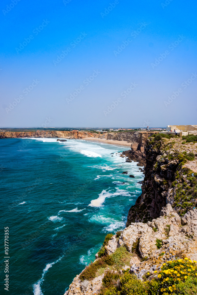 Obraz premium landscape at Sagres. Portugal. Atlantic ocean . Algarve