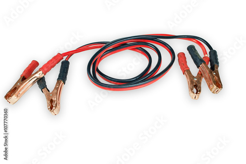 Two jumper cables for car isolated on white background