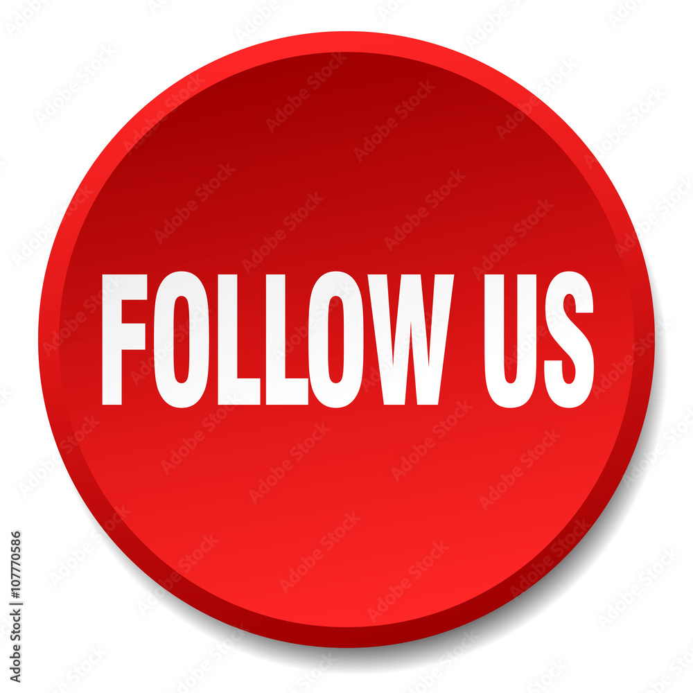 follow us red round flat isolated push button follow us red round flat isolated push button