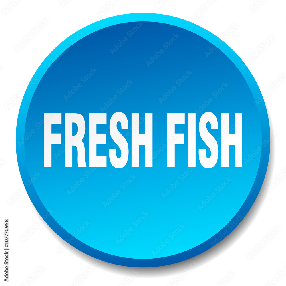 fresh fish blue round flat isolated push button fresh fish blue round flat isolated push button