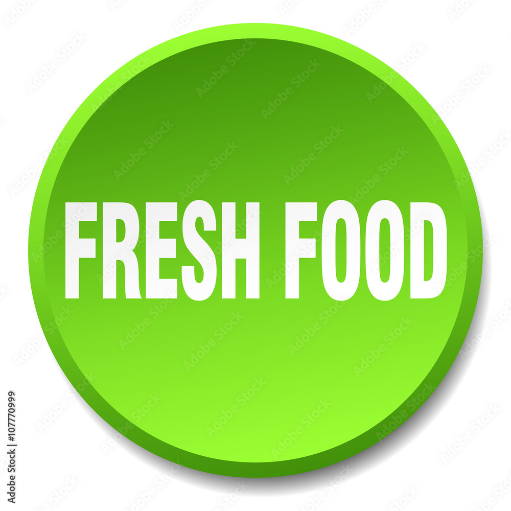 fresh food green round flat isolated push button fresh food green round flat isolated push button