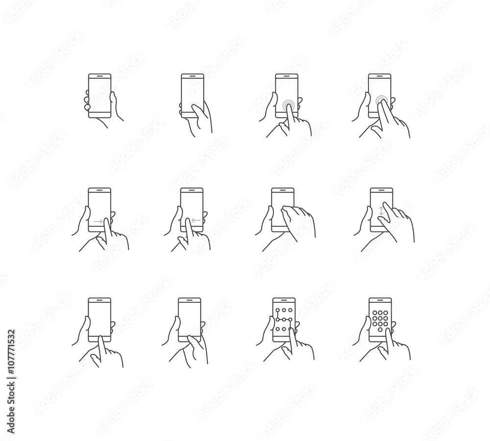 Phone Touch Screen Gestures Icon Set Stock Vector Adobe Stock