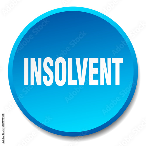 insolvent blue round flat isolated push button