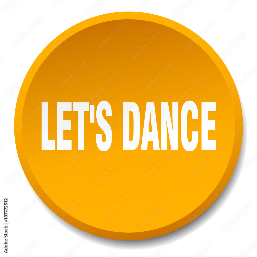 let's dance orange round flat isolated push button