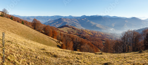 Golden autumn mountain panorama.