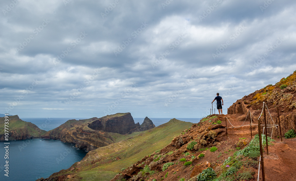 Men hiking at the mountains of Madeira