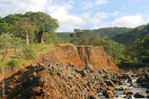 Rocky river in beautiful landscape of Tanzania