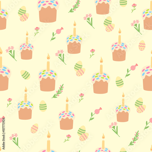 Pattern in pastel colors on a yellow background