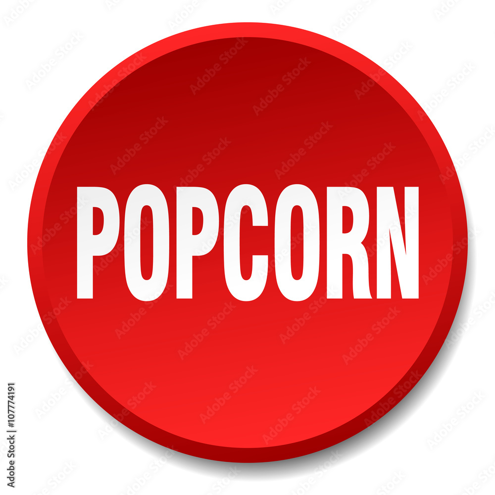 popcorn red round flat isolated push button popcorn red round flat isolated push button