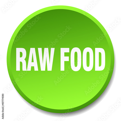 raw food green round flat isolated push button