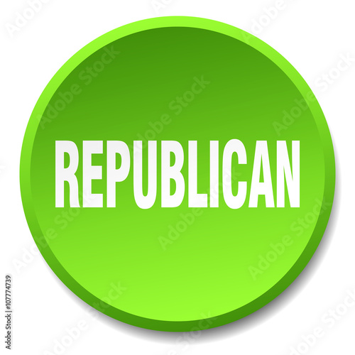 republican green round flat isolated push button